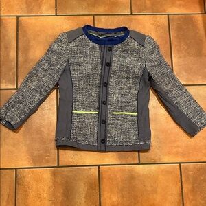 Elie Tahari Blue and Gray Tweed Jacket